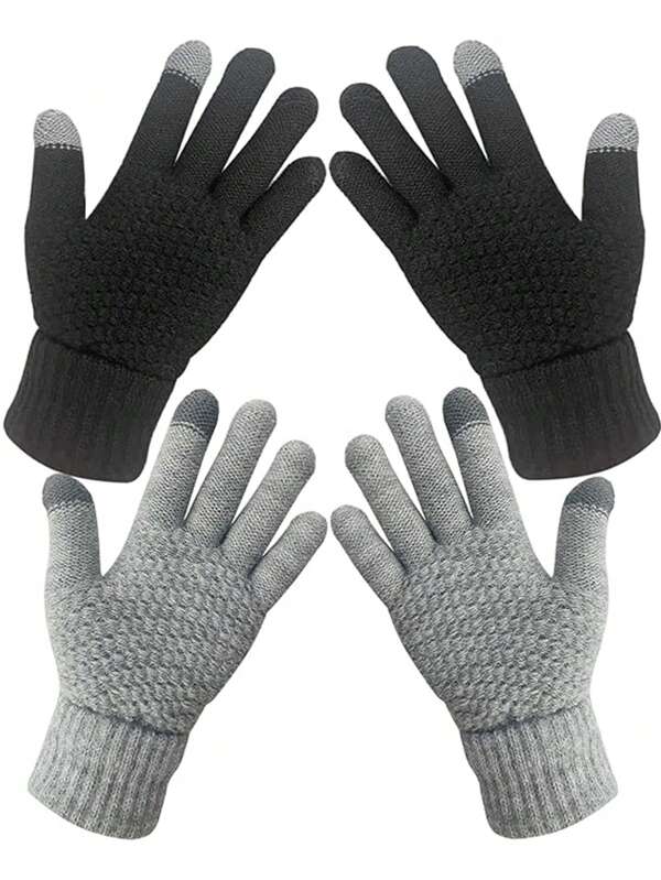 1pair/2pairs Women Winter Touchscreen Gloves, Warm Wool Lining Knitted Elastic Cuff Cold Weather Texting Gloves. Our Women's Touch Screen Gloves Are Made Of High-Quality Materials, With A Soft And Warm Lining, Thick And Comfortable, Providing Warmth For Your Hands In Cold Weather And Keeping Them As Warm As Possible.