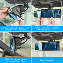 11.81 Inch Panoramic Convex Rearview Mirror - For Car, SUV And Truck Use, Clip On Wide-Angle, Reducing Blind Spots