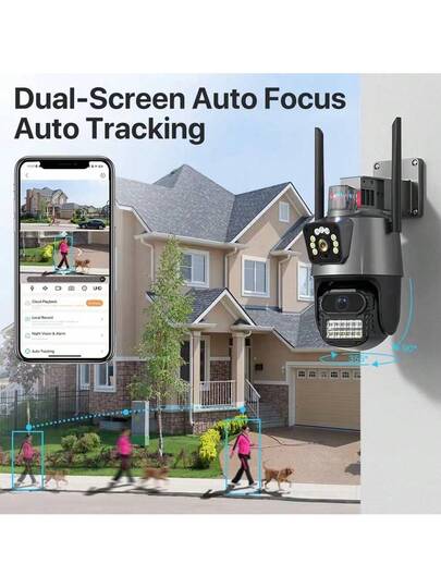 4K 8MP Dual Lens Screen IP Camera Wifi Waterproof IR Night Vision Auto Tracking Surveillance Cameras ICSEE App view 6