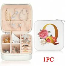 Black 26 Letter Printed White Travel Jewelry Box Jewelry Travel Storage Bag Small Jewelry Box Bridesmaid Gift Box Mini Storage Box