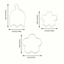 3pcs Stainless Steel Flower Shaped Cookie Cutters, Stainless Steel Biscuit Mold, Flower Shaped Mold, Rose Flower Cookie Mold For Mother's Day, Easter Cookie Baking, Pastry DIY, Cake And Bread Cutting - Silver - View 2