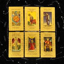 1pc Gold Foil Tarot Cards, Classic Full Set Tarot Cards, Luxury Box, Suitable For Beginner, Waterproof Plastic PVC, Fortune Telling, Party Board Game, Divination Cards, Entertainment And Collection Gift - Multicolor - View 6