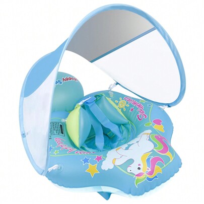 Galleggiante per piscina per neonati con tettuccio parasole, galleggiante gonfiabile per neonati con fondo in spugna, giocattoli per l'acqua, allenatore per nuoto per età 3-72 mesi. Il nuovo galleggiante per il nuoto dei neonati è progettato per aiutare i neonati a imparare a scalciare e nuotare in posizione orizzontale (invece che verticale), il tettuccio rimovibile ha lati in rete e offre una protezione solare UPF 50+.