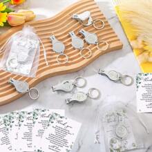 1/6 Set Elegant Wedding Favor Stainless Steel Keychains Set - With Multifunctional Heart Shaped Bottle Opener & Nail Clipper, Includes White Organza Bags & Thank You Tags, For Bridesmaids, Showers & Birthdays Party Gifts, Wedding Souvenir Suitable For Guests, Wedding Party Decoration Supplies, Bridal Gift