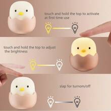 Lámpara de noche de silicona con diseño creativo de huevo de gallina LED, lámpara de noche de silicona para colocar al lado