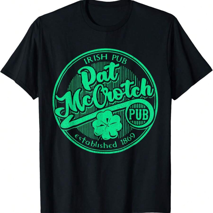 PAT McCROTCH Irish Pub Funny St Patrick's Day Dirty Adult T-Shirt - 黑色 - 查看 1