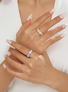 1 件 18K 镀金华丽款式不锈钢方晶锆石方壳戒指女士珠宝婚礼派对约会礼物