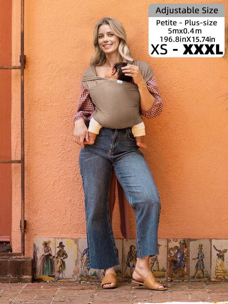 Canguru para Bebês Multifuncional, Envoltório Ajustável Frontal para Recém-nascidos e Crianças Pequenas, Portátil e Leve, Adequado para Todas as Estações - Cor café - Ver 5