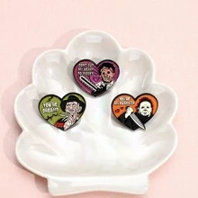 1pc English European And American Film And Television Peripheral Horror Style Love Brooch Metal Badge Pin For Clothes Bag Charm School