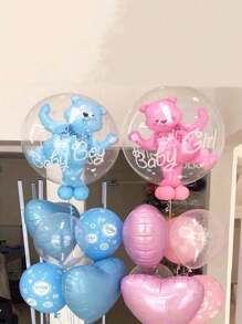 New 24 Inch Transparent Teddy Bear Ball With Aluminum Film Balloon, BABY Teddy Bear Set, Birthday Party Decoration