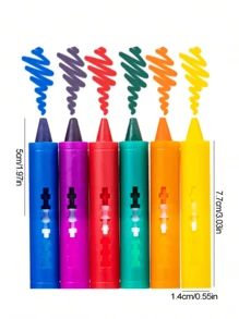1 Set Of 6 Mixed Color Plastic Crayons, Washable And Erasable Multi-Functional Crayons, Suitable For Drawing