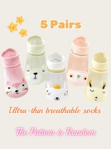 5 pares de calcetines de malla ultra delgados y transpirables, 5 pares de calcetines de malla transpirables y lindos para bebé, para primavera/verano - Champán - Ver 2