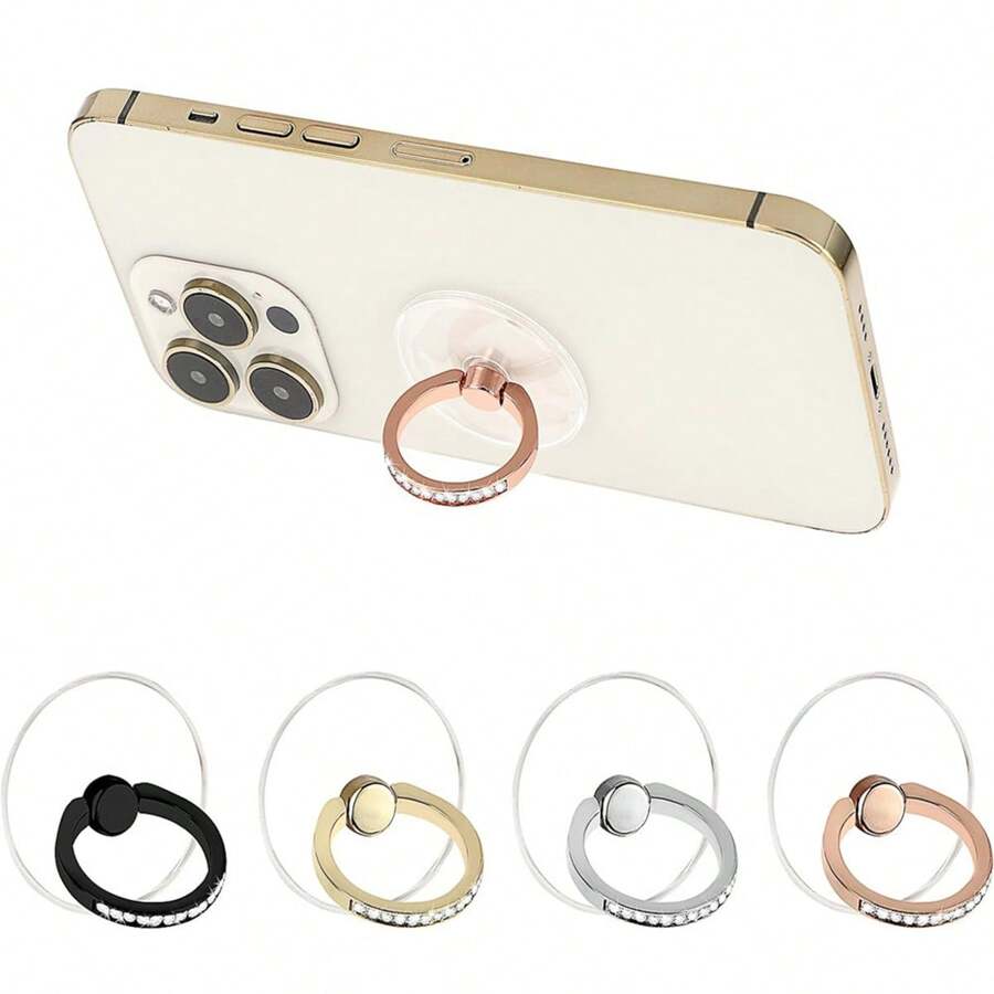 1PC 360° Rotating Crystal Rhinestone Phone Ring Holder Universal Transparent Finger Ring Stand Compatible With All Mobile Phones - Multicolor - View 1