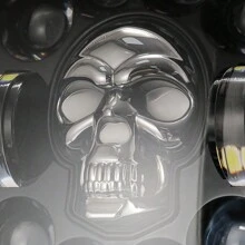 Faro de motocicleta LED con cabeza de calavera de 7 pulgadas con luces de cruce, luces diurnas, luces antiniebla y luces indicadoras para Suzuki Kawasaki Touring Custom - Negro - Ver 8