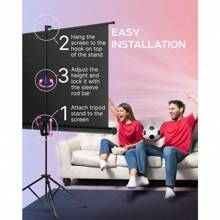 PropVue Projector Screen With Stand 60 Inch - Indoor And Outdoor Projection Screen For Movie Or Office Presentation - 16:9 HD Premium Wrinkle- Tripod Screen - Black-60Inch16:9AspectRatio - View 6