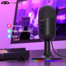 MageGee USB Microphone, RGB Noise Reduction Microphone Great For Streaming Podcast Vocal Recording, Volume Gain Tap-To-Mute Plug And Play Gaming Mic For PC, , P.S4/5 - 黑色 - 查看 3