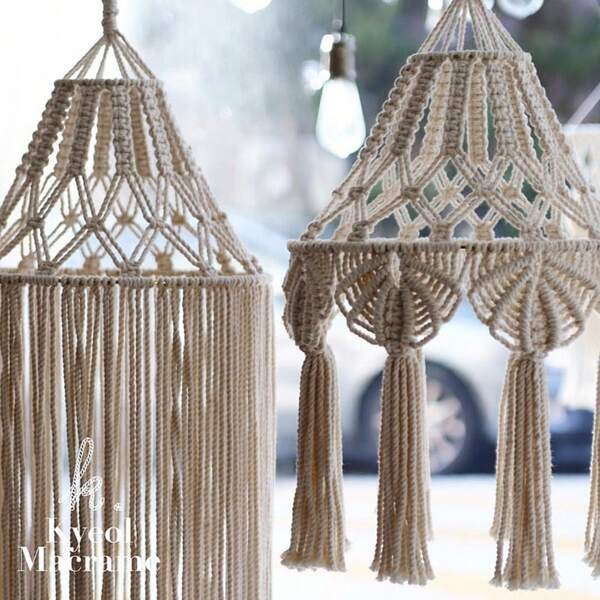1pc Macrame Lampshade, Boho Style Hanging Decor. Handmade Woven Fringe Tassel Pendant Light Fixture - Lamp Not Included Gifts Birthday Graduation
