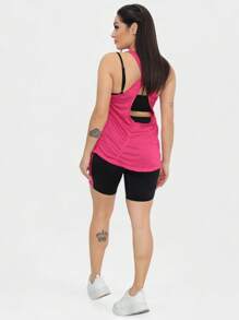 Dry Fit Cross Back Tank Top Women's Gym Clothing Fitness Training Sports Running - 玫紅色 - 查看 4