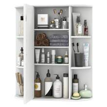 Homasis Bathroom Wall Medicine Cabinet Wall Mounted Storage Organizer W/ Mirror Door - trắng - Xem 10
