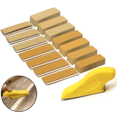 1set Mini Sanding Set With 50 Sheets Of Various Grit Sandpapers, Hand Sander And Sandpaper - Ideal For DIY Crafts, Wood Polishing And Small Spaces