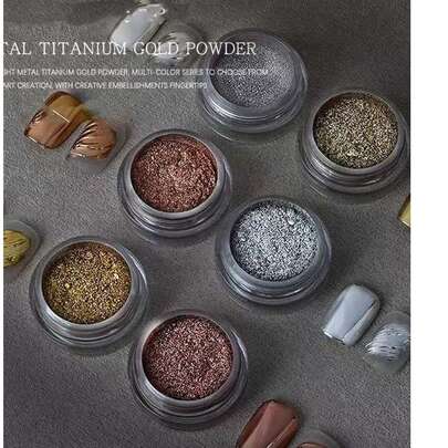 1/6 片金色高光金属钛粉美甲魔镜粉镜面金银色钛粉电镀金属闪光粉，Y2k 指甲，圣诞指甲，法式尖头指甲，万圣节指甲，绿色指甲，金色美甲