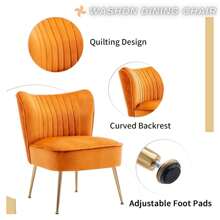 WAHSON OFFICE CHAIRS 1PC Wahson Velvet Armchair Living Room Modern Lounge Chair Plostered Wing Chair With Gold Metal Legs For Living Room / Bedroom - trái cam - Xem 5
