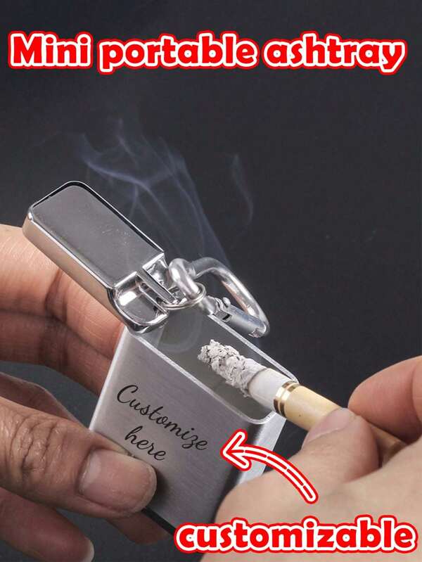 Customized Personalized Pull-Up Ashtray, Key Chain Cigarette Extinguisher, Compact & Portable, Mini Metal Ashtray Box, Suitable For Outdoor Traveling