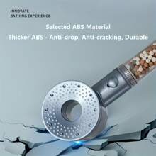 1 pieza Cabezal de ducha de alta presión y ahorro de agua, cabezal de ducha ajustable de 5 modos con filtro de perlas, de material ABS, aumenta la presión, accesorio de baño, decoración del hogar, decoración de otoño - Azul - Ver 7