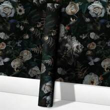 1Roll French Retro Self-Adhesive Wallpaper - Dark Background Elegant Flower Pattern, Peel And Stick Contact Paper, Waterproof, Removable, Easy To Use, Home Decor Wall Sticker, Wall Art Murals, Suitable For Kitchen, Bedroom, Living Room, Cabinets, Wardrobes, Tables Furniture Renovation - Multicolor - View 14