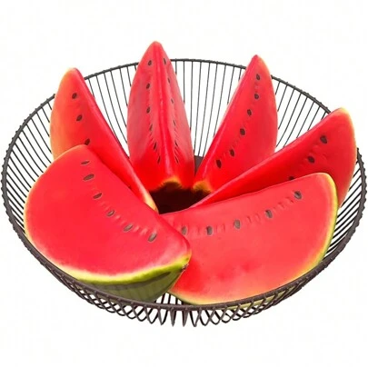 6PCS Fake Watermelon Slice Artificial Fruit Artificial Simulation Party Home Kitchen Decorative Lifelike Festival Wedding Realistic Photographic Prop Model Gifts Birthday Graduation