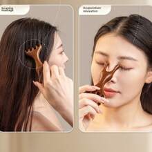 mingxuan 2pcs Plastic Massage Comb, Multi-Functional Massage Tool For Head, Face Acupressure, And Body Massage - Brown - View 2