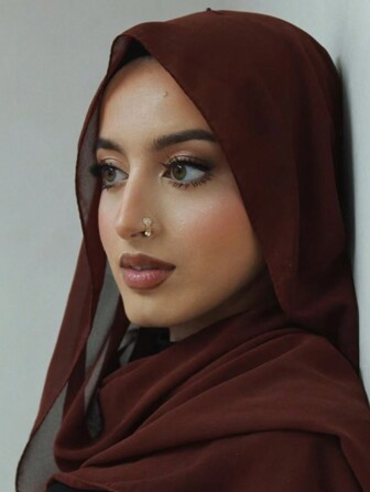 1 st. hijab för kvinnor, enfärgad, pärlhalsduk i chiffong, mjuk huvudduk, avslappnad lång halsduk, konservativ enfärgad huvudbonad lämplig för kvinnor, abaya för klänning