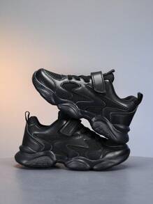 儿童运动鞋，网眼透气四季黑色跑鞋，幼儿/小孩/大孩子小号黑色运动鞋，春季/秋季 - 黑色 - 查看 8