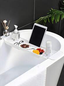 1 szt. rozszerzalna, odpływowa półka do wanny, plastikowa tacka do organizera wanny o uniwersalnym zastosowaniu