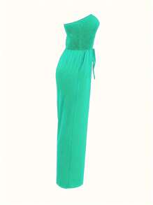 Womens Jumpsuit Casual Summer Strapless  Rompers Loose Jumpsuit With Pockets - JADEGREEN - View 4