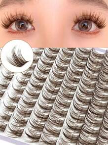 Asiteo Asiteo 120 PCS D Curl Brown Cluster Lashes Natural Look Wispy Manga Individual Lashes Fluffy Soft Eyelash Extensions