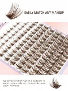 Asiteo Asiteo 120 PCS D Curl Brown Cluster Lashes Natural Look Wispy Manga Individual Lashes Fluffy Soft Eyelash Extensions
