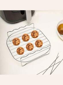 Stainless Steel Air Fryer Rack, Polished Surface - Double Layer Grill And Steam Rack, Suitable For Oven, Microwave Baking - Multifunctional Kitchen Accessories For Cooking And Grilling, Stainless Steel Air Fryer Accessories, Double Layer Rack And Skewer, Multipurpose Grilling And Baking Tools, Dishwasher Friendly, Compatible With Most Air Fryers