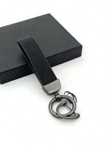 Fashionable Black Faux Leather Unisex Key Chain