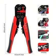 1pc 5-In-1 Multifunctional Wire Stripper And Crimping Pliers - Automatic Cutting And Disassembly Tool - Red - View 1