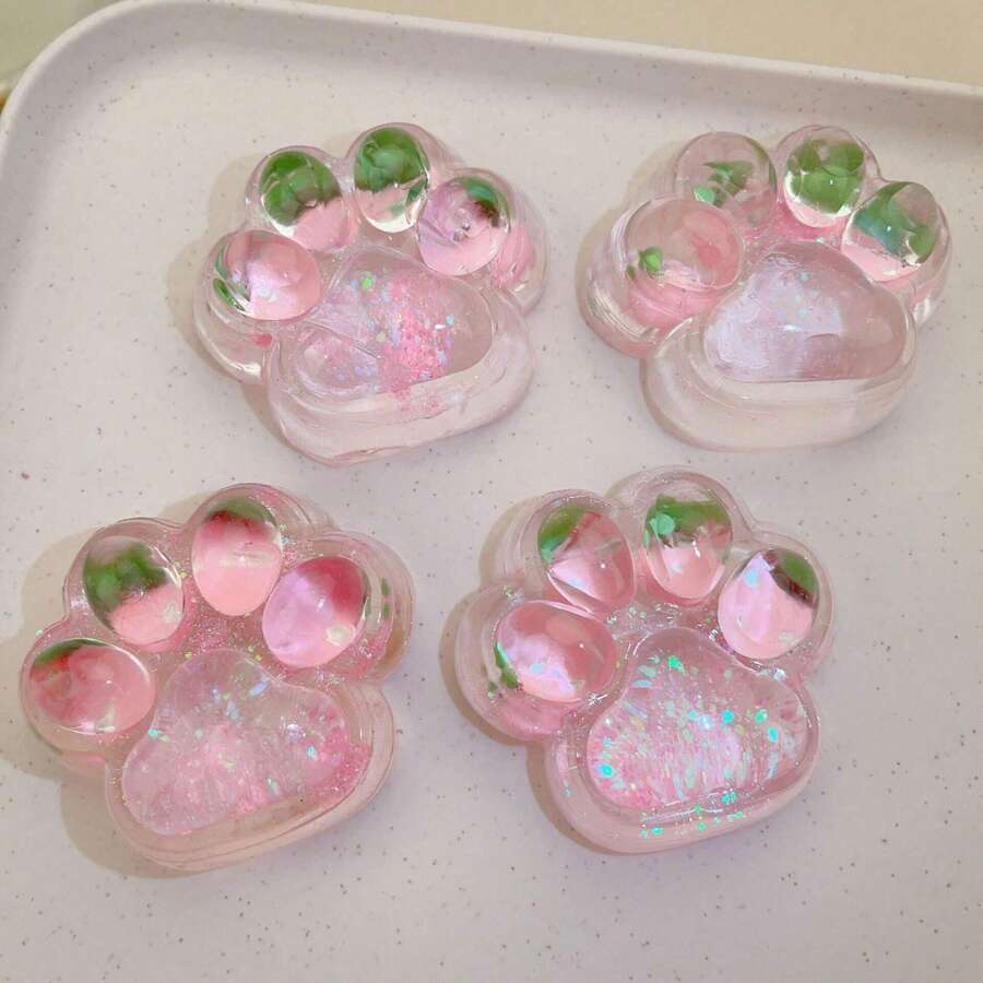 Realistic Transparent Cat Paw Squeeze Toy Jelly Strawberry Anti Stress Cute Cat Paw Shape Realistic Transparent Cat Paw Squeeze Toy Jelly Strawberry Anti Stress Cute Cat Paw Shape