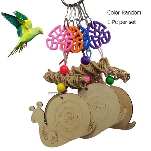 Juguete para masticar de loro para el Día de San Valentín, juguete interactivo para pájaros Sr. Caracol con perseverancia, color aleatorio