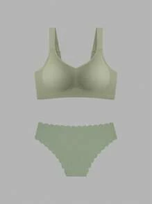 1 Set Sujetador push up sin costuras con aros anticalda para mujer