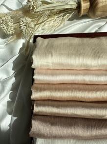 FADZOYLE 1 件 180*70CM 围巾纹理皱褶缎面绉纱皱褶披肩和围巾丝绸质感雪纺头巾女士长发围巾辫子柔软头巾头巾围巾头巾海滩罩纱笼缎面头巾日常生活晚间旅行婚礼派对新娘 - 淺粉色 - 查看 5