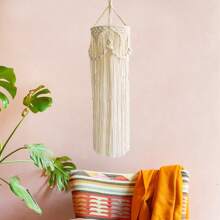 1pc Macrame Lampshade, Boho Style Hanging Decor. Handmade Woven Fringe Tassel Pendant Light Fixture - Lamp Not Included Gifts Birthday Graduation