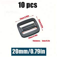 10 Pcs/Pack 15-50mm Webbing Plastic Curve Slider Tri-Glide Adjust Tri-Ring Buckles Backpack Straps Black