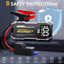 BSMOOM Car Jump Starter, 5000A Portable Car Jump Starter Battery Pack (10.0L Gasoline/8.0L Fuel), 12V Car Battery Jump Starter With Display, Smart Jump Clip, 3 LED Lights - Black - View 8