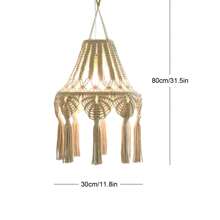 1pc Macrame Lampshade, Boho Style Hanging Decor. Handmade Woven Fringe Tassel Pendant Light Fixture - Lamp Not Included Gifts Birthday Graduation
