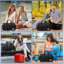 1pc 35L Gym Bag, Yoga Crossbody Bag, Sports Bag With Shoe Compartment And Wet Clothes Compartment, Black Oxford Cloth Wear-Resistant And Waterproof Material, Travel Bag With Wet And Dry Pockets, Lightweight Carry-On Handbag, Weekend Overnight Bag For Women Men Training Trips Workouts Gym Swims And Plane Business Holidays