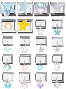 1 件 2025 情人节时尚 9 毫米宽 1 件海星贝壳 DIY 迷人情侣不锈钢串珠手链珠宝制作配件